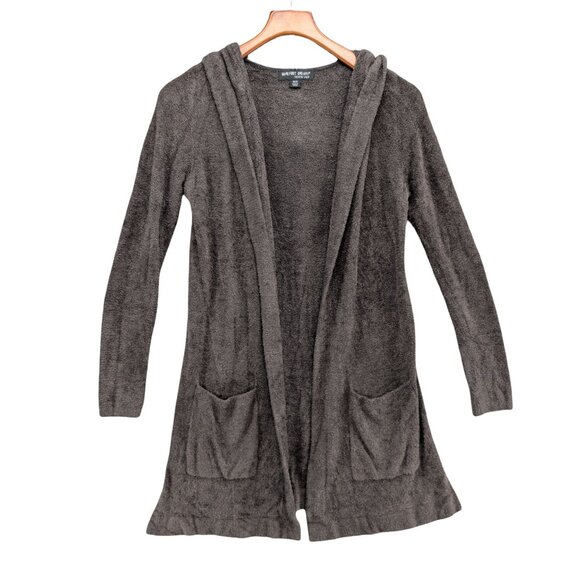 Barefoot Dreams CozyChic Lite Cardigan Womens Brown Hooded Open Front Size XS/S - Picture 3 of 8